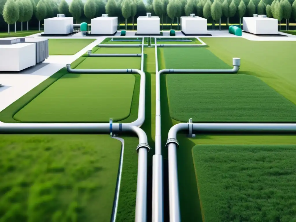 Acceso a agua potable en zonas residenciales: moderna infraestructura de distribución de agua y tuberías integradas en paisaje urbano