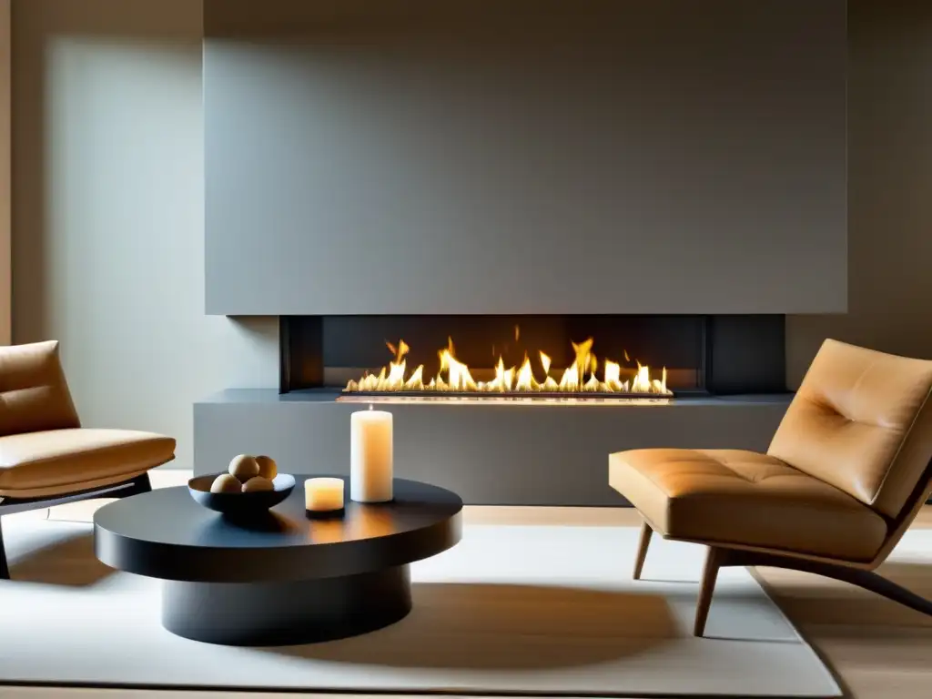 Una acogedora sala con chimenea de bioetanol moderna y elegante, creando un ambiente seguro para usar biocombustibles en el hogar