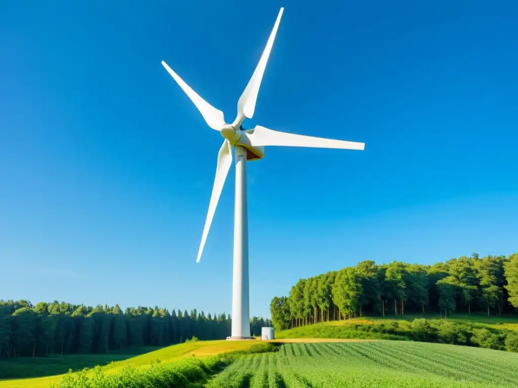 Instalación de mini aerogenerador en entorno natural, simbolizando sostenibilidad y armonía con el medio ambiente