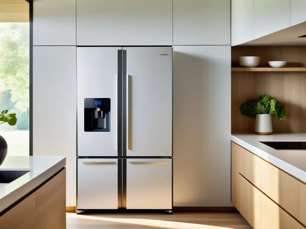 Almacenamiento térmico para refrigeración renovable: Unidades modernas, eficientes y elegantes en una cocina luminosa y sostenible