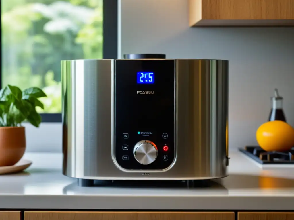 Bioenergía en apartamentos urbanos: un generador compacto de bioenergía en una cocina moderna con luz natural suave
