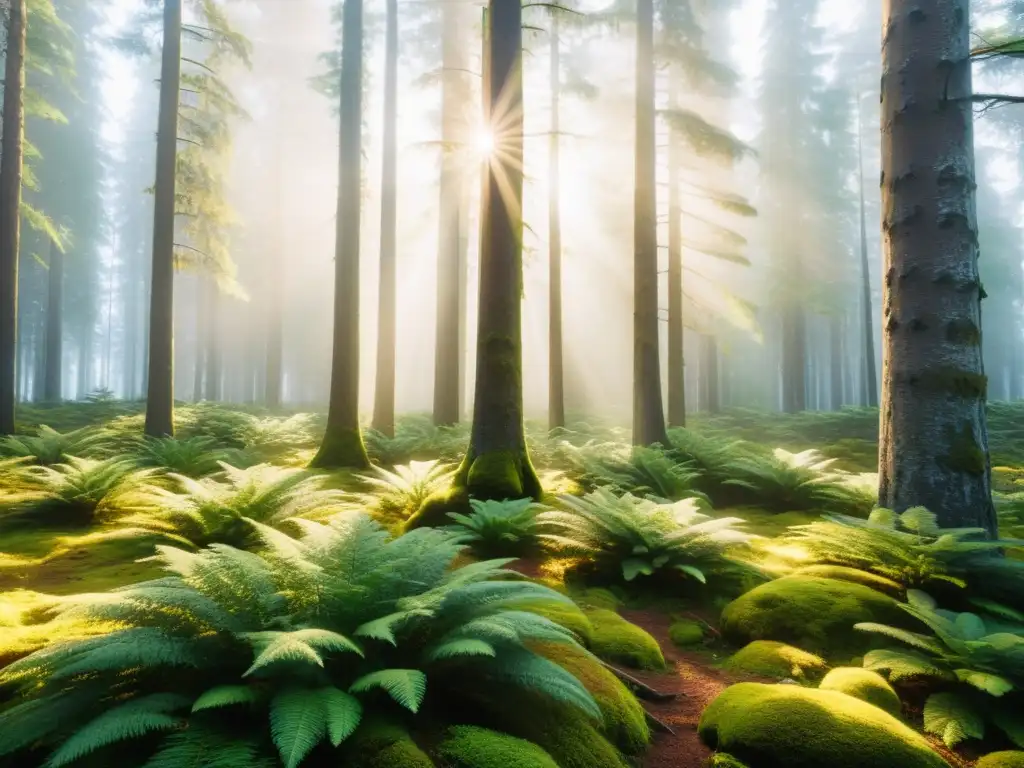 Bosque exuberante en Finlandia con árboles altos y frondosos