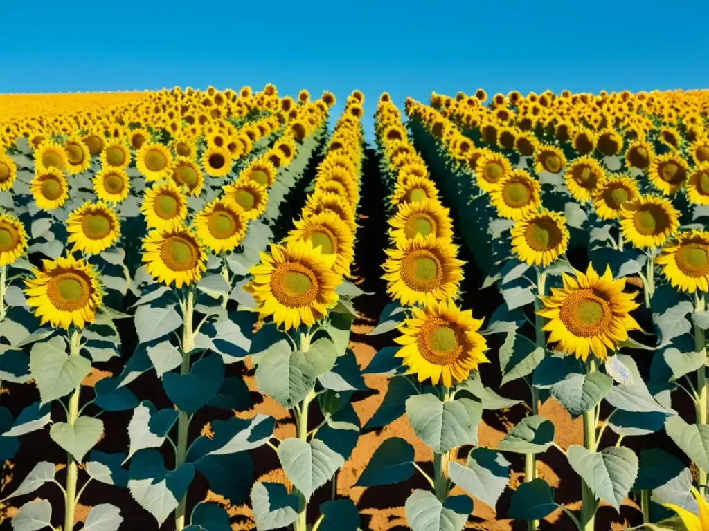 Campo de girasoles bañado por el sol, destacando la sinergia entre agroindustria y bioenergía para un futuro sostenible