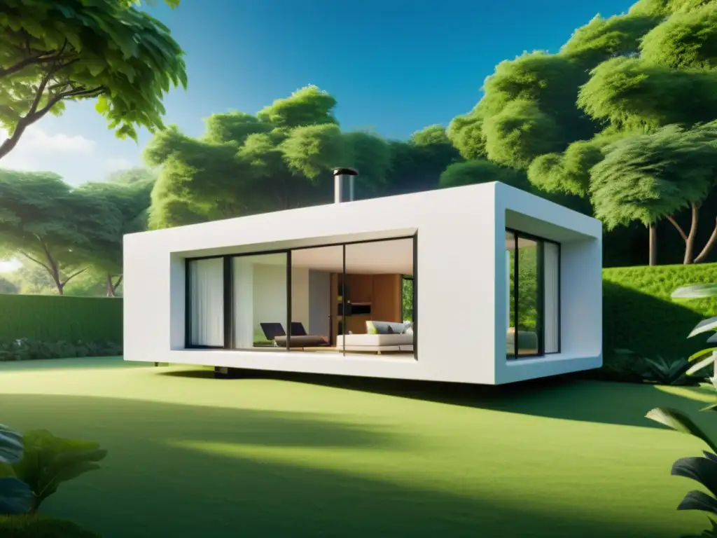 Casa minimalista 3D en entorno natural Casa impresa en 3D sostenible en paisaje natural exuberante
