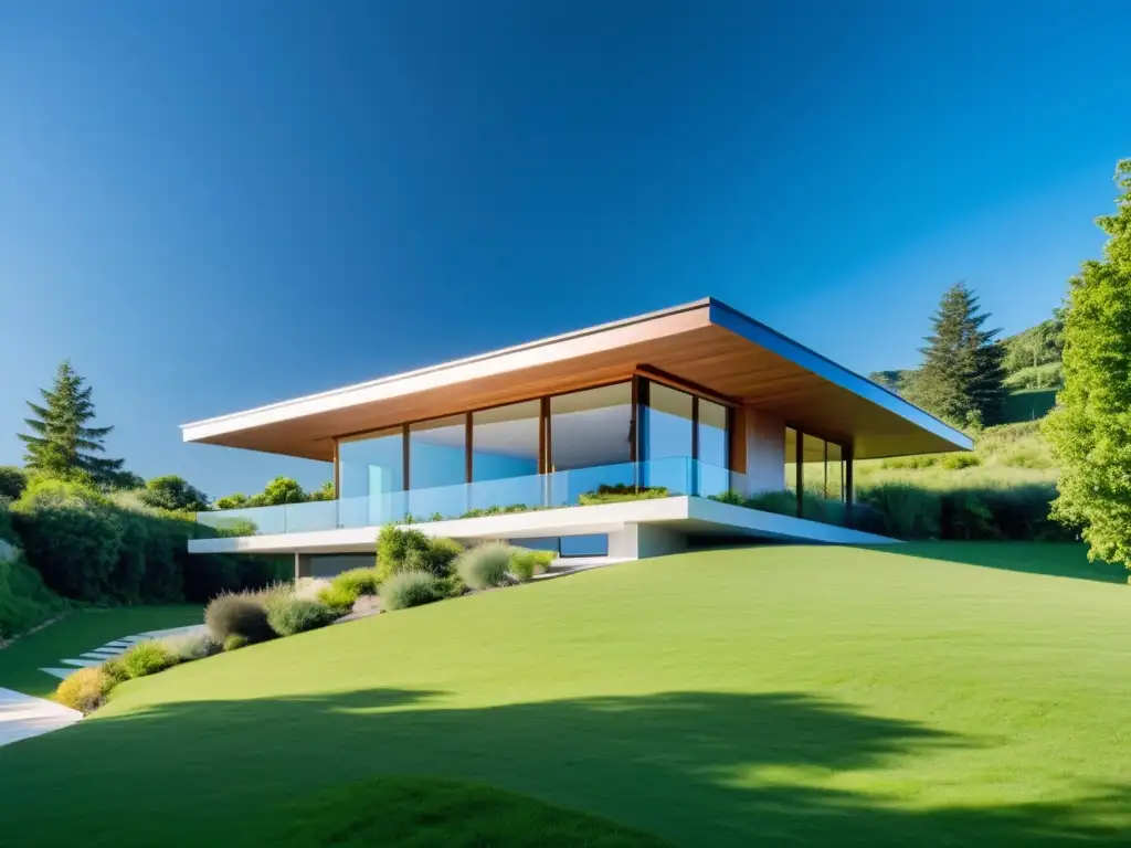 Una casa sostenible en armonía con la naturaleza, reflejo del impacto de acuerdos internacionales en el hogar y la sostenibilidad