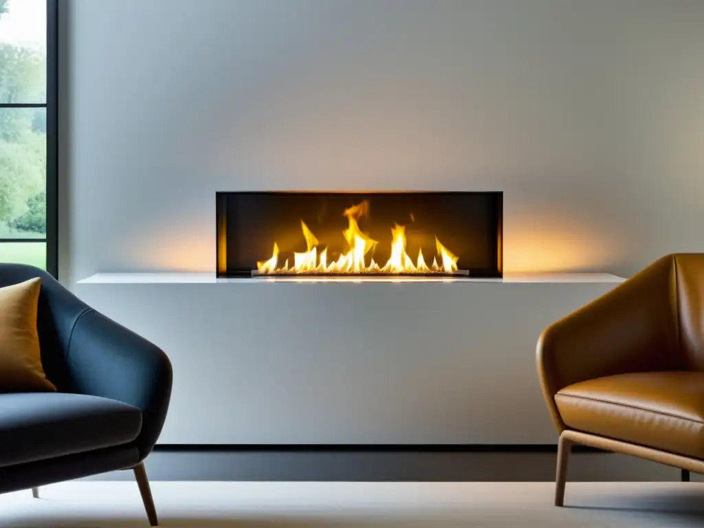 Una chimenea de bioetanol moderna y elegante, iluminando el espacio con un resplandor cálido