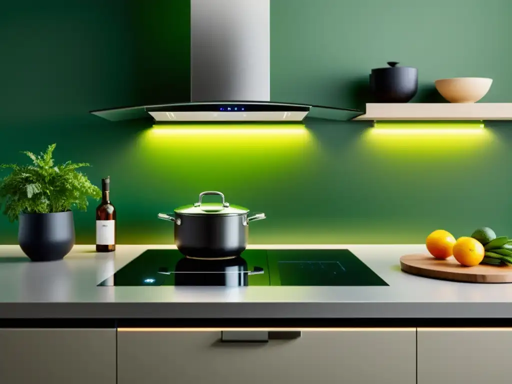 Una cocina moderna de diseño minimalista con electrodomésticos energéticamente eficientes