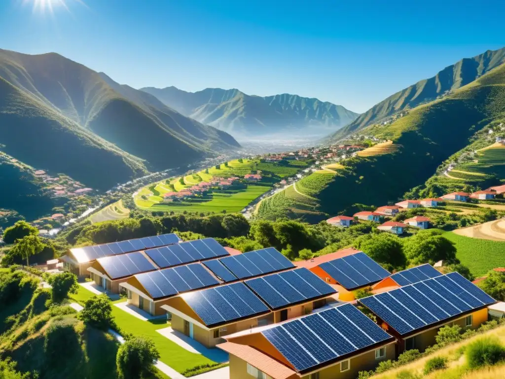 Una comunidad vibrante y sostenible, bañada por la luz solar y beneficiada por los paneles solares