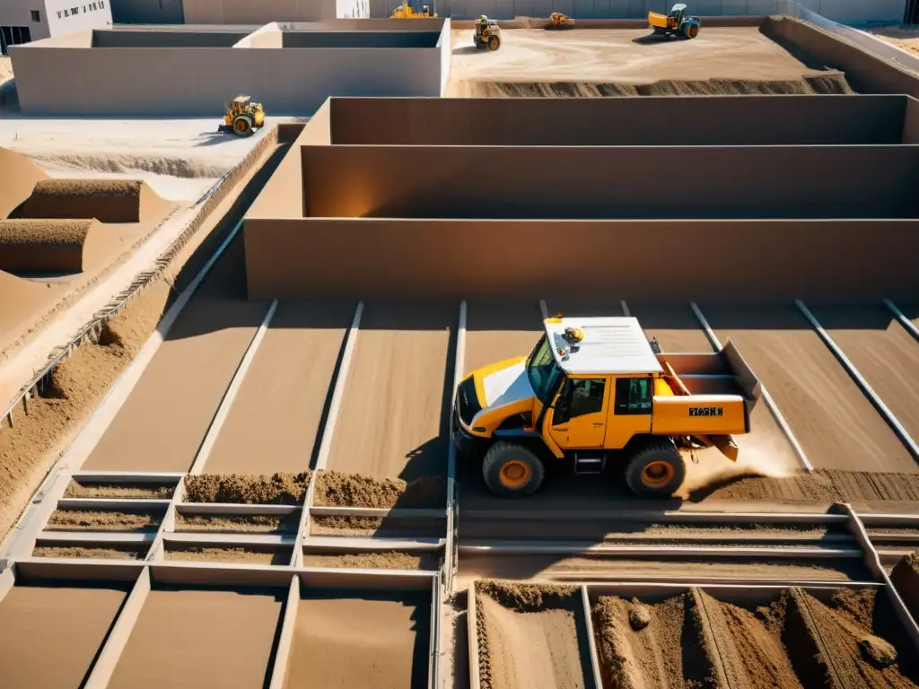 Construcción moderna con adobe compactado: Obreros aplican materiales naturales en un sitio de construcción, fusionando técnicas antiguas y modernas