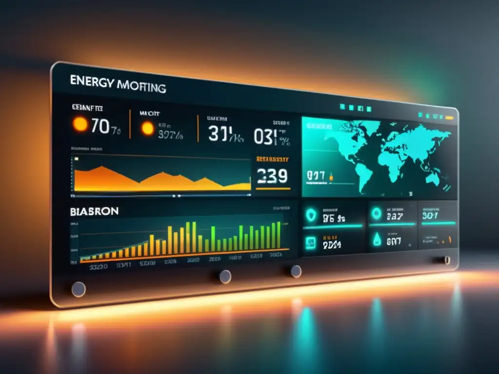 Control energético en tiempo real: Tablero futurista de monitoreo de energía con gráficos interactivos y diseño moderno