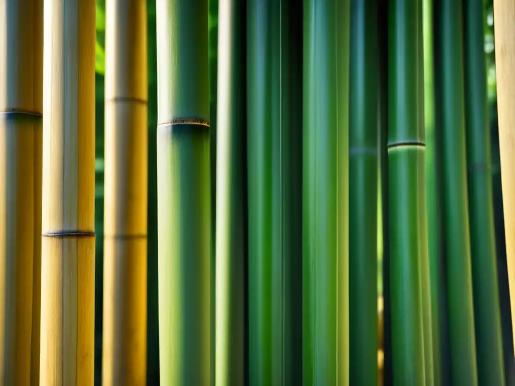 Detalle impresionante de una estructura de bambú, resaltando su belleza natural