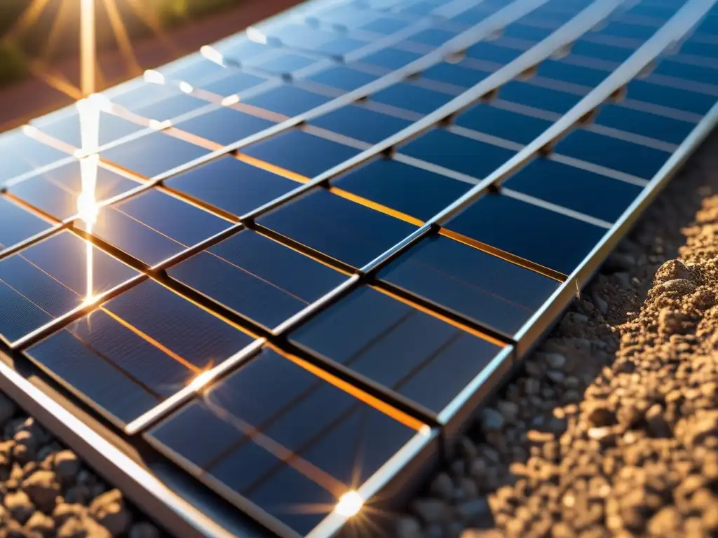 Detalle impresionante de un panel solar, reflejando la eficiencia y elegancia de la tecnología solar para el retorno inversión energía solar