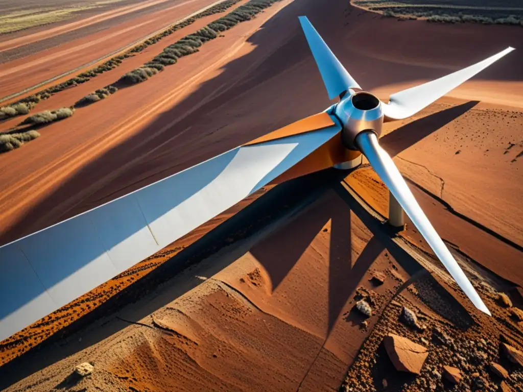 Detalle de una pala de aerogenerador desmantelado, mostrando desafíos ambientales y desgaste del material compuesto