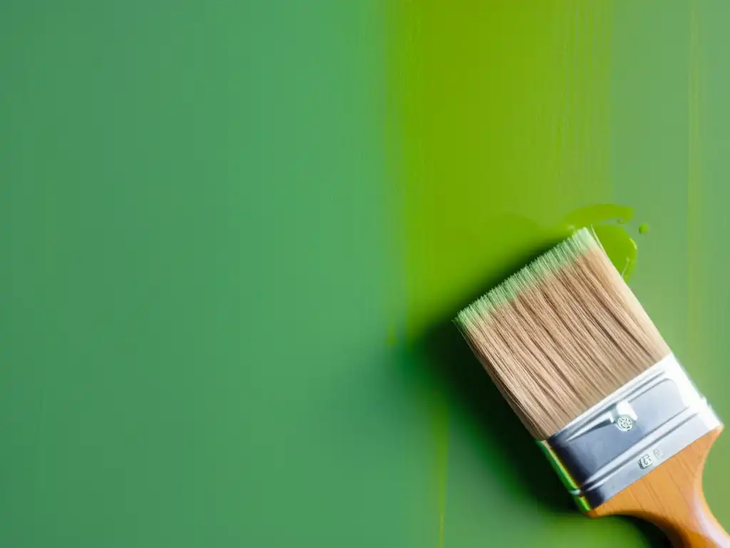 Detalle de pared recién pintada con pinturas no tóxicas para hogar sostenible, mostrando textura suave y colores vibrantes