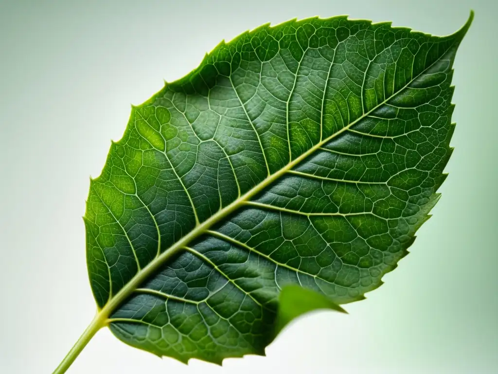 Detalles impresionantes de una hoja verde exuberante, un bioindicador de salud para un hogar y jardín sostenible