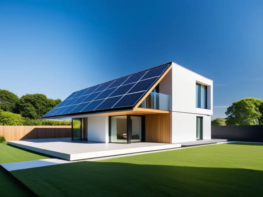 Diseño arquitectónico de casas con paneles solares integrados, armonizando modernidad y sostenibilidad con elegancia minimalista