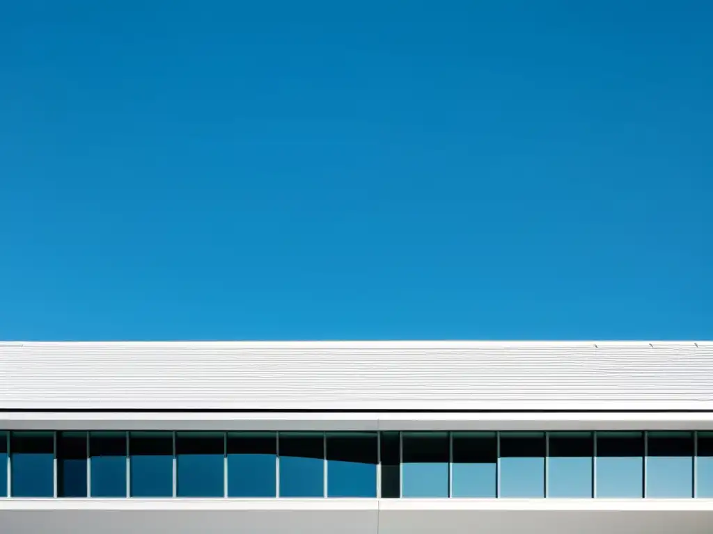 Edificio moderno con techo reflectante blanco bajo el sol