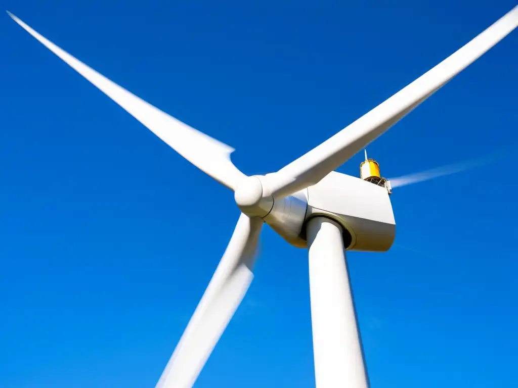 Turbinas eólicas modernas: capturando la energía del viento Un elegante aerogenerador en movimiento se alza contra un cielo azul