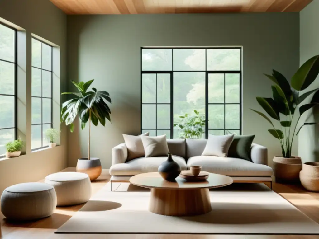 Espacio sostenible con pinturas no tóxicas para hogar sostenible: luminoso, minimalista, natural