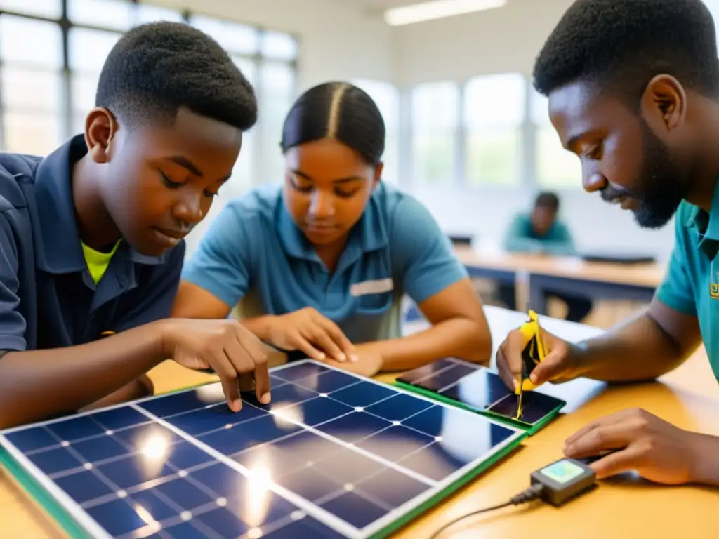 Estudiantes colaboran en proyecto de paneles solares en el aula