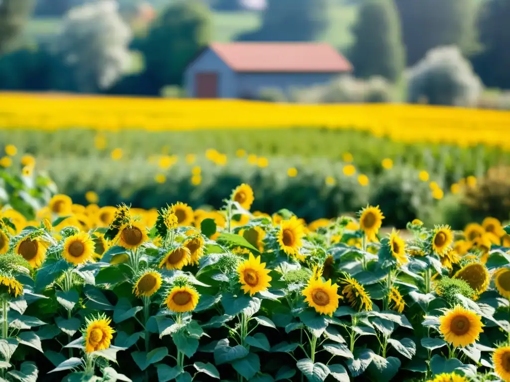 Un jardín exuberante con plantas para biocombustibles en casa, bañado por la luz del sol y lleno de vida natural