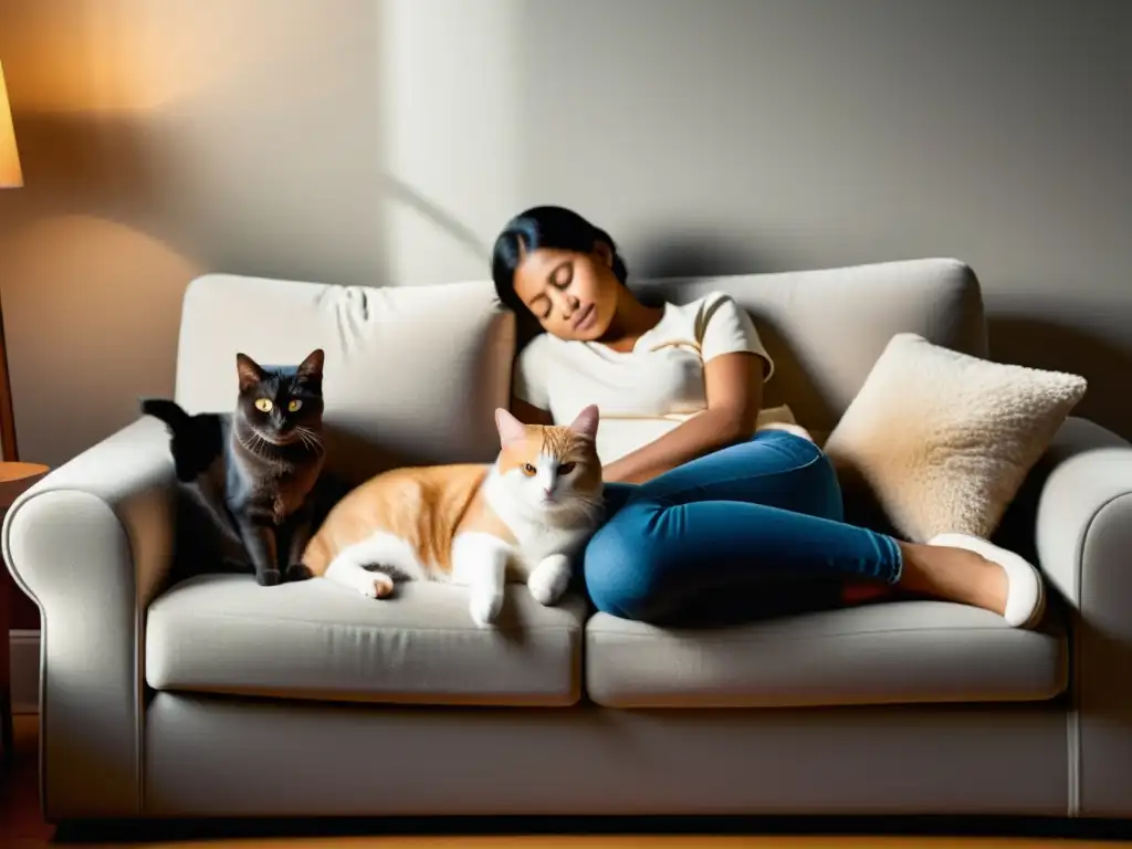 Una familia armoniosa comparte con sus mascotas en un hogar cálido, mostrando el impacto positivo de las leyes de protección animal