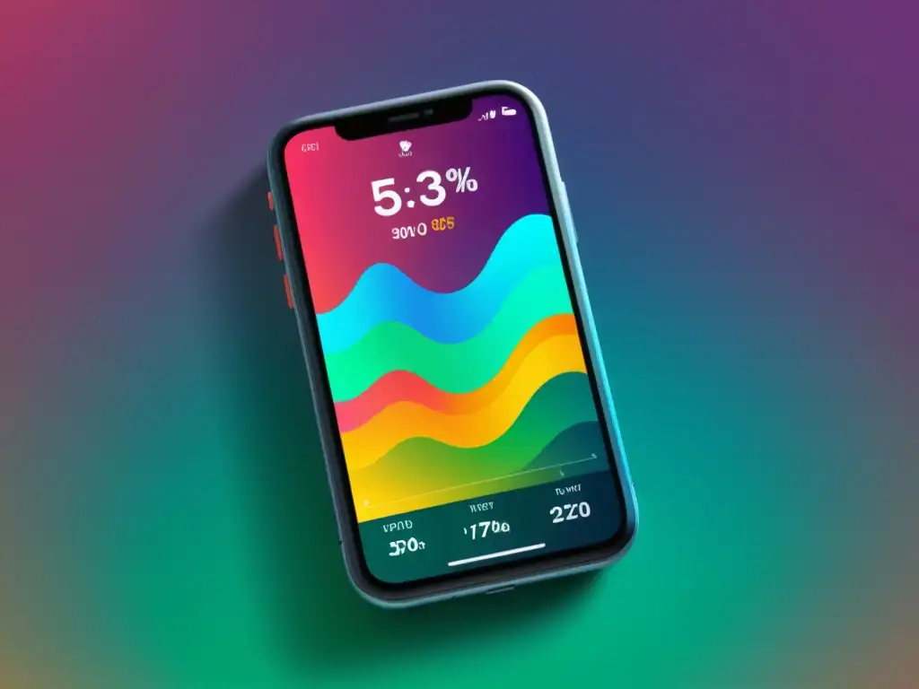 Gráfica de consumo energético en smartphone con diseño moderno y colores vibrantes