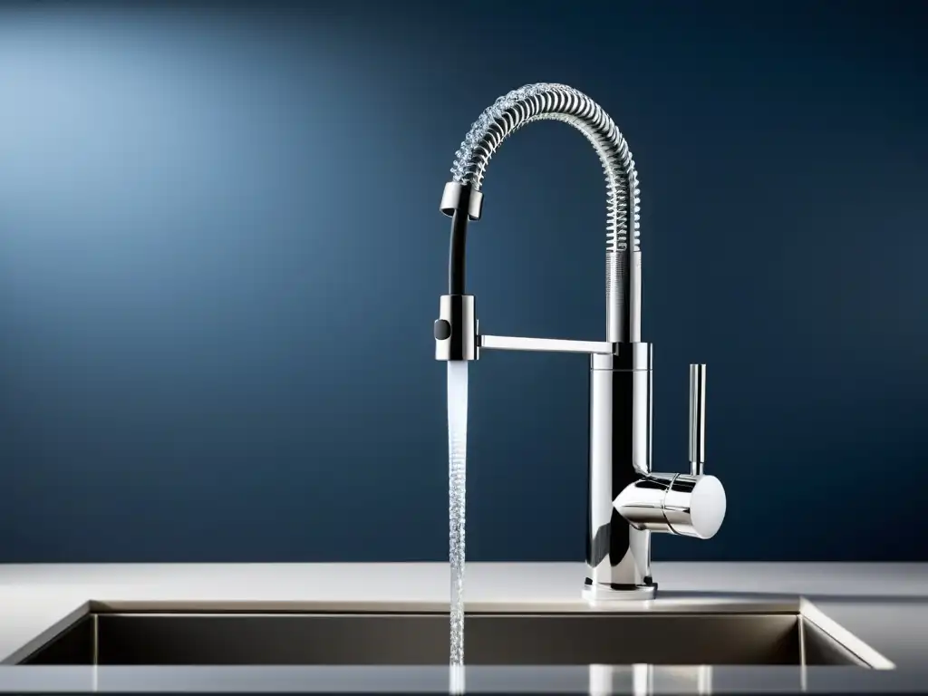 Un grifo de cocina moderno y elegante con sistema de filtración de agua incorporado