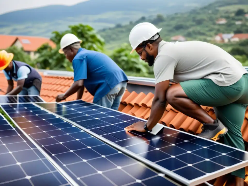 Grupo diverso instala paneles solares en comunidad