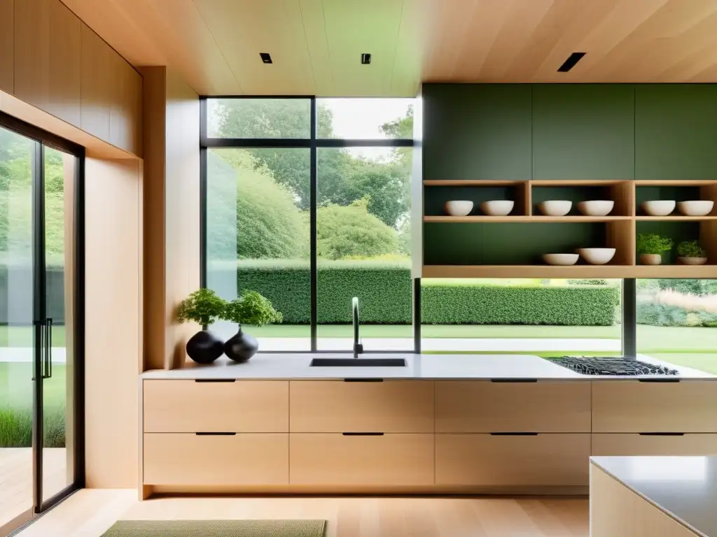 Un hogar moderno y minimalista con grandes ventanas que dan a un exuberante jardín verde