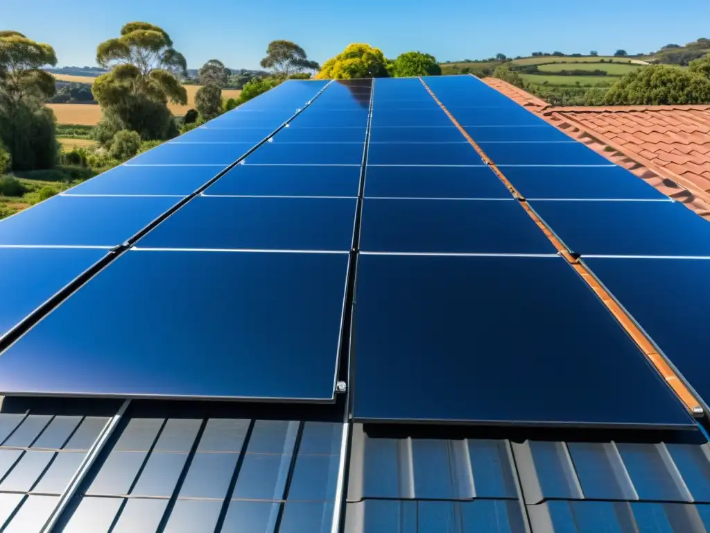 Un hogar sostenible con paneles solares ultradetallados capturando la esencia de la energía renovable