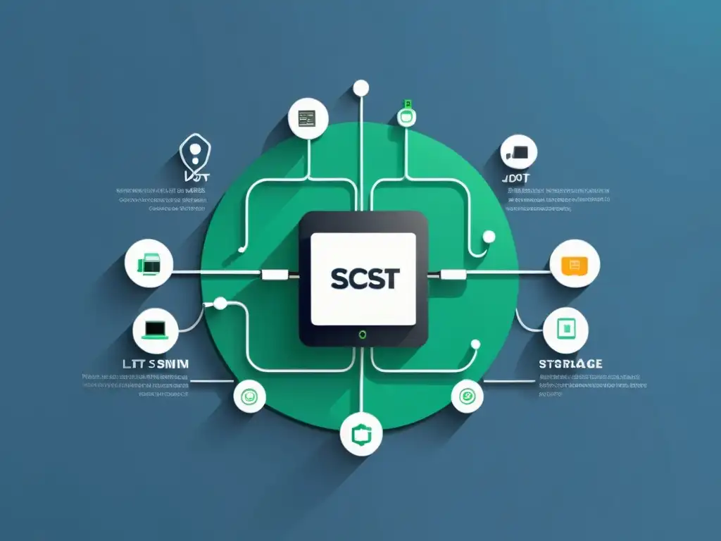 Una ilustración minimalista de un sistema de almacenamiento de energía IoT, mostrando conectividad y gestión eficiente de la energía