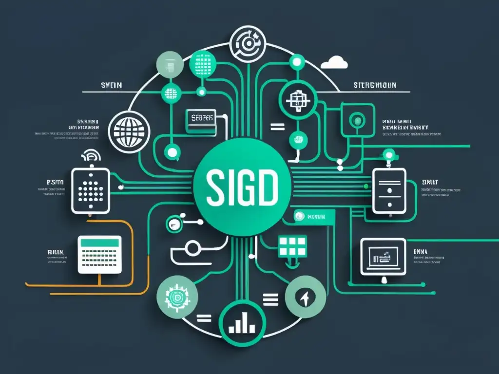 Una ilustración minimalista de un sistema de microred con aplicaciones de big data en microgrids