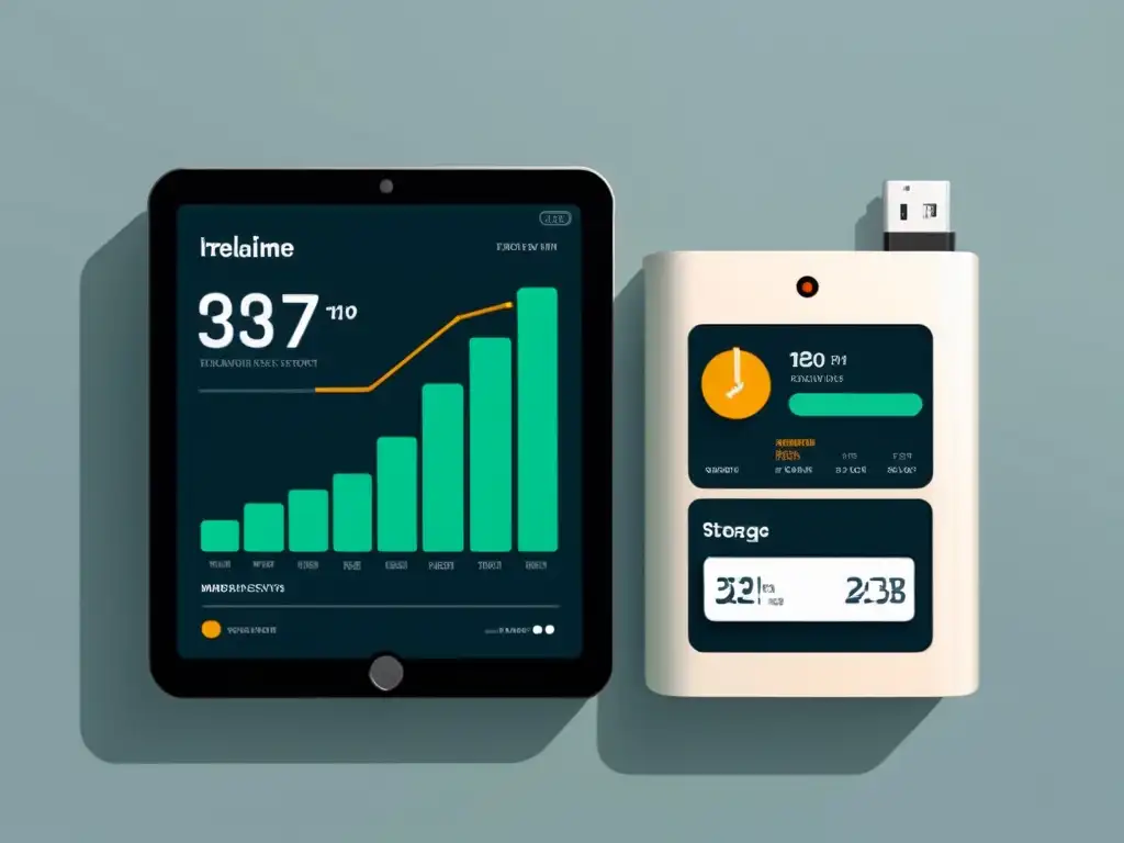 Una ilustración minimalista de un sistema de monitoreo de energía en tiempo real, con unidades de almacenamiento de energía futuristas conectadas a una interfaz de aplicación intuitiva