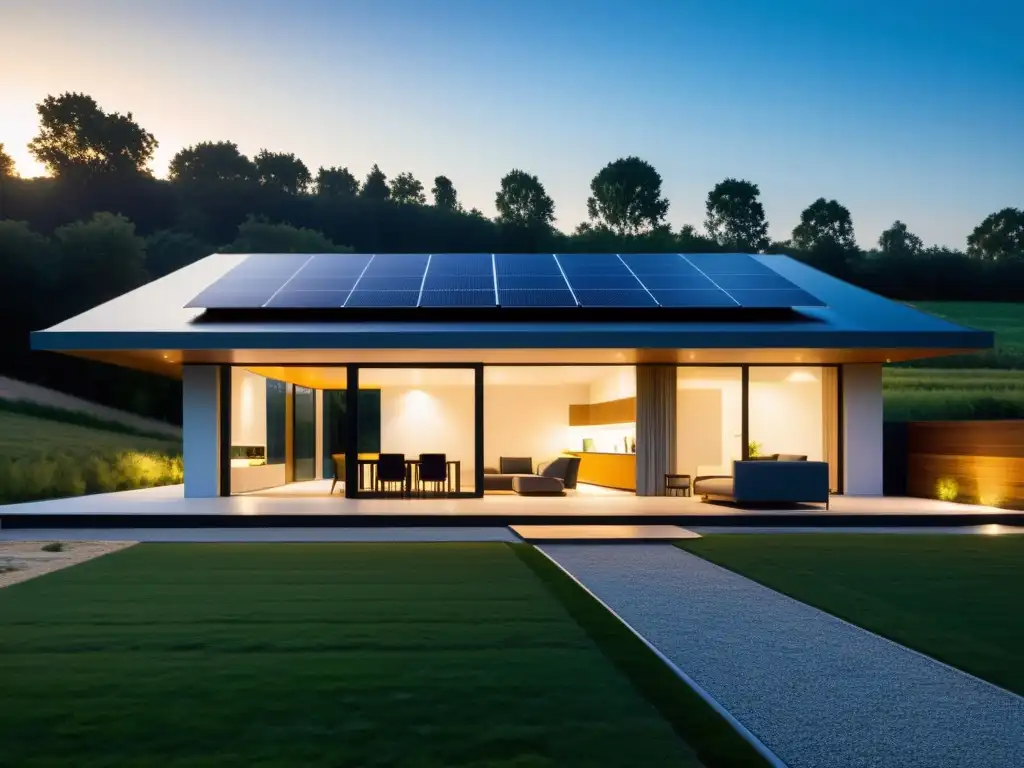 Imagen de casa sostenible con paneles solares integrados