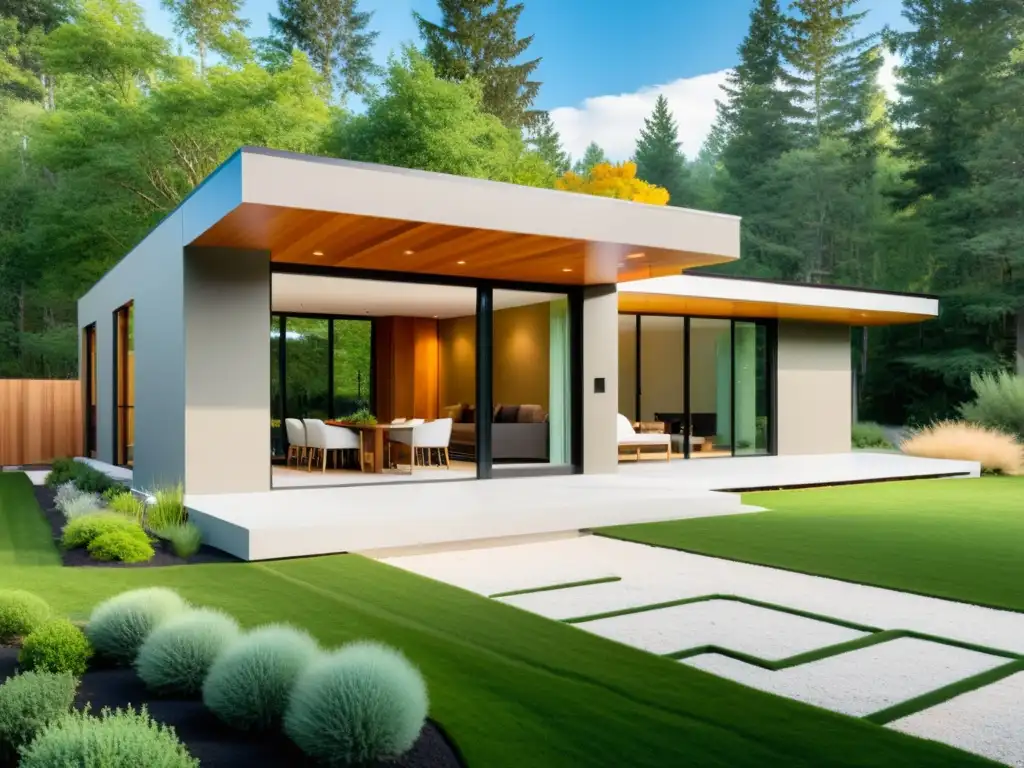 Imagen de casa sostenible con pinturas no tóxicas y diseño moderno en armonía con la naturaleza