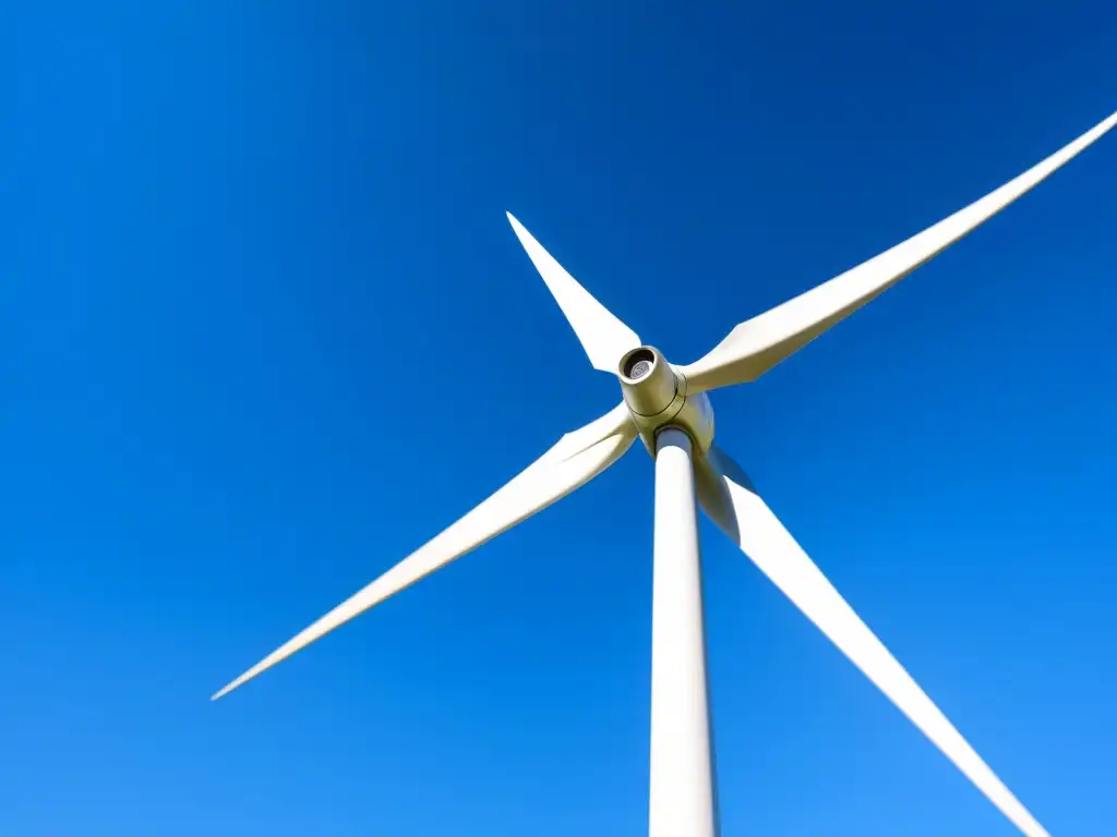 Una imagen impactante de una moderna turbina eólica en movimiento, simbolizando el potencial de la energía eólica doméstica