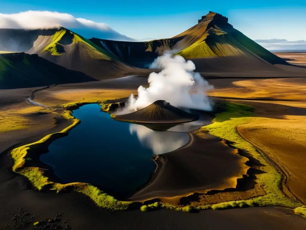 Imagen impactante de la potencia volcánica y la avance geotermia en Islandia, capturando su paisaje único y enérgico