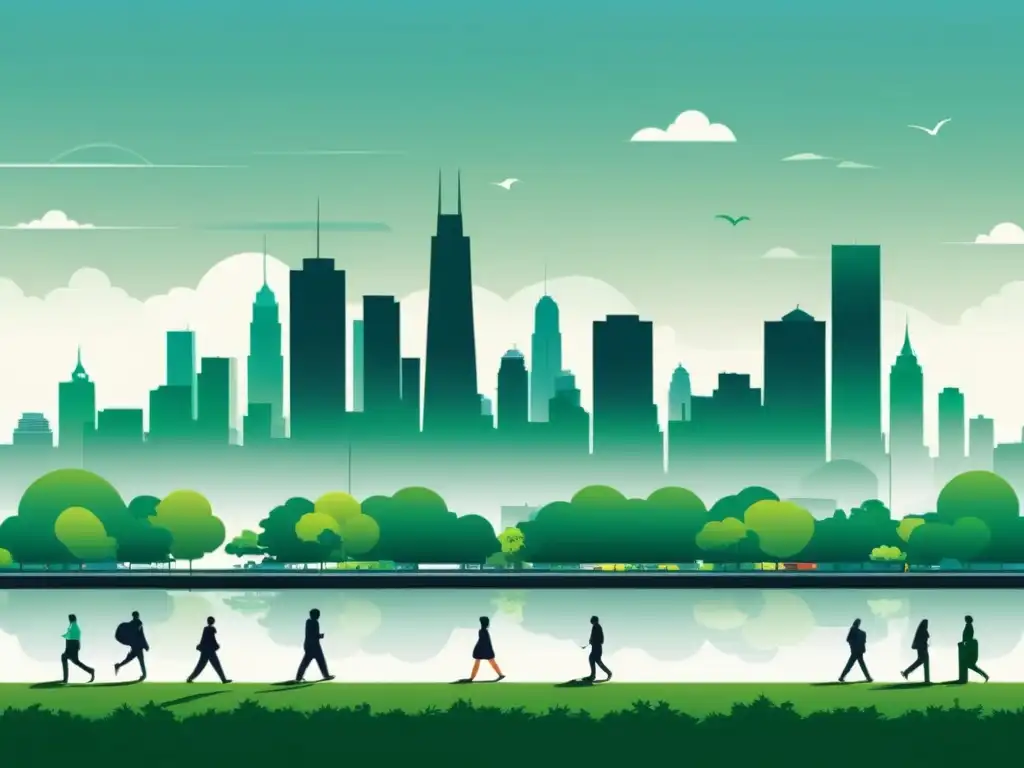 Impacto positivo en la salud y el medio ambiente de las zonas bajas en emisiones, ilustrado por una ciudad dividida entre aire limpio y contaminación