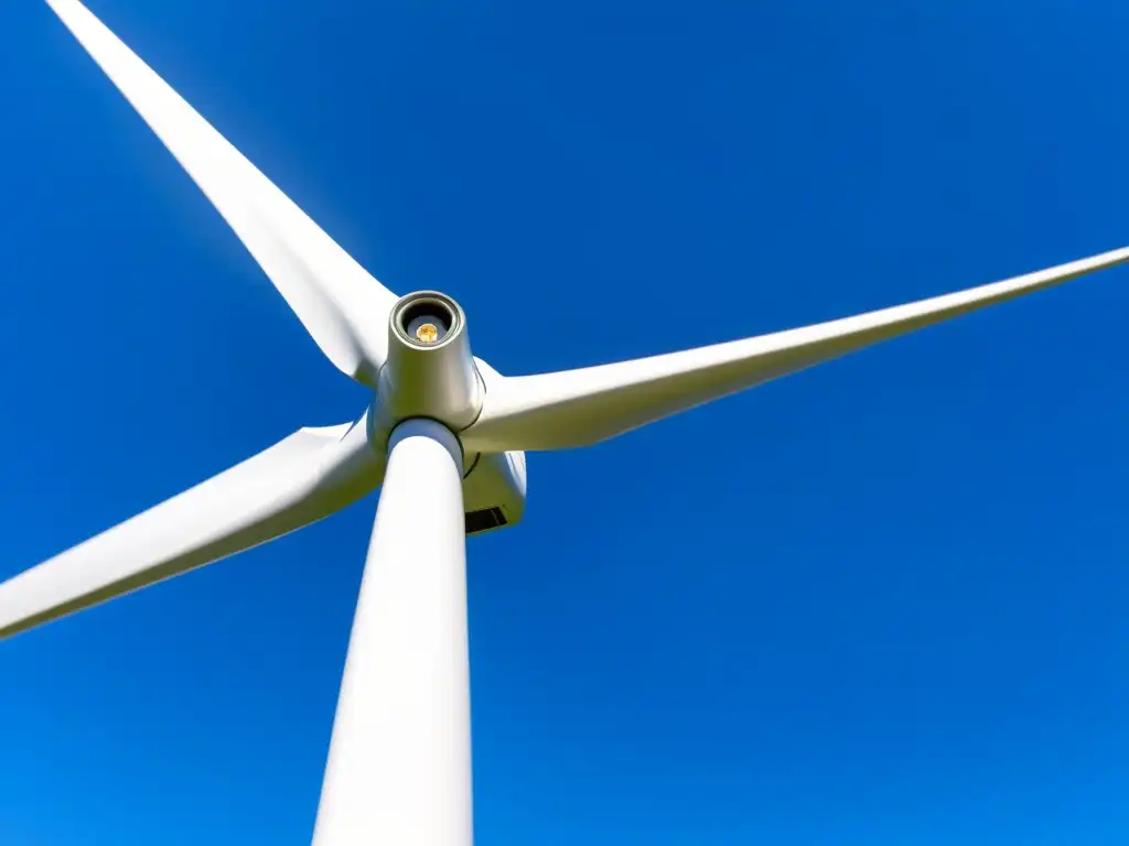 Imponente turbina eólica moderna en un cielo azul claro