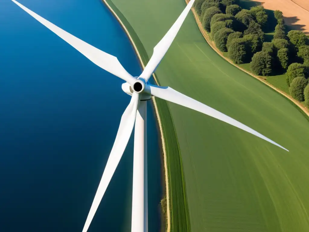 Una impresionante imagen de una moderna turbina eólica en armonía con el paisaje