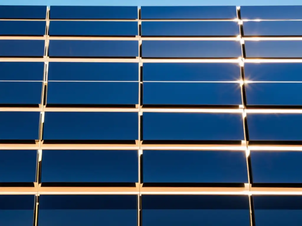 Una impresionante imagen de paneles solares modernos en un cielo azul claro