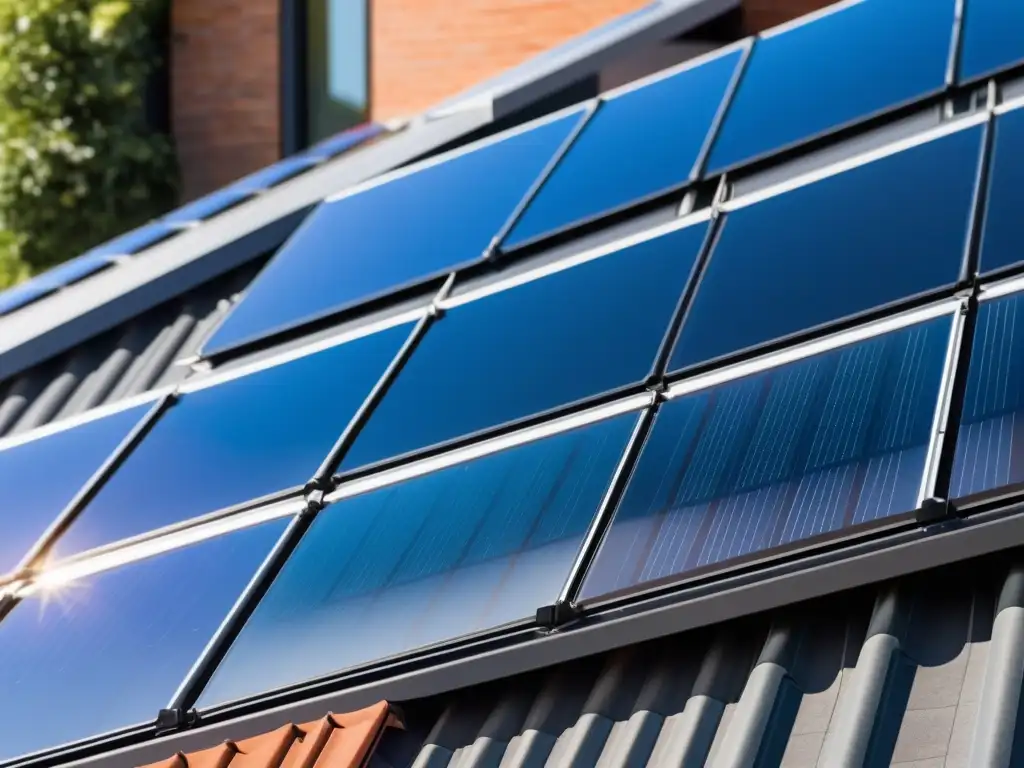 Instalación de energía solar colaborativa en hogar sostenible, armonía de tecnología y diseño ecofriendly bajo el cielo azul