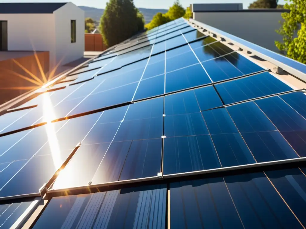 Instalación de paneles solares en casa capturando la luz solar con un diseño moderno y minimalista