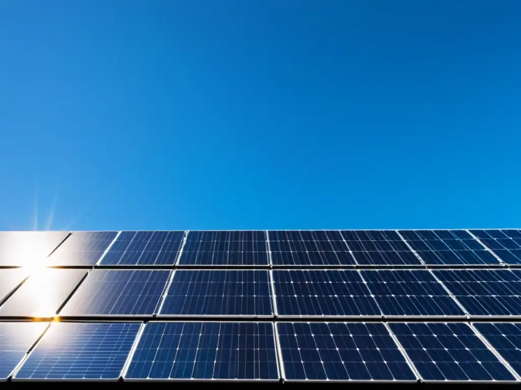 Instalación de paneles solares en un cielo azul claro