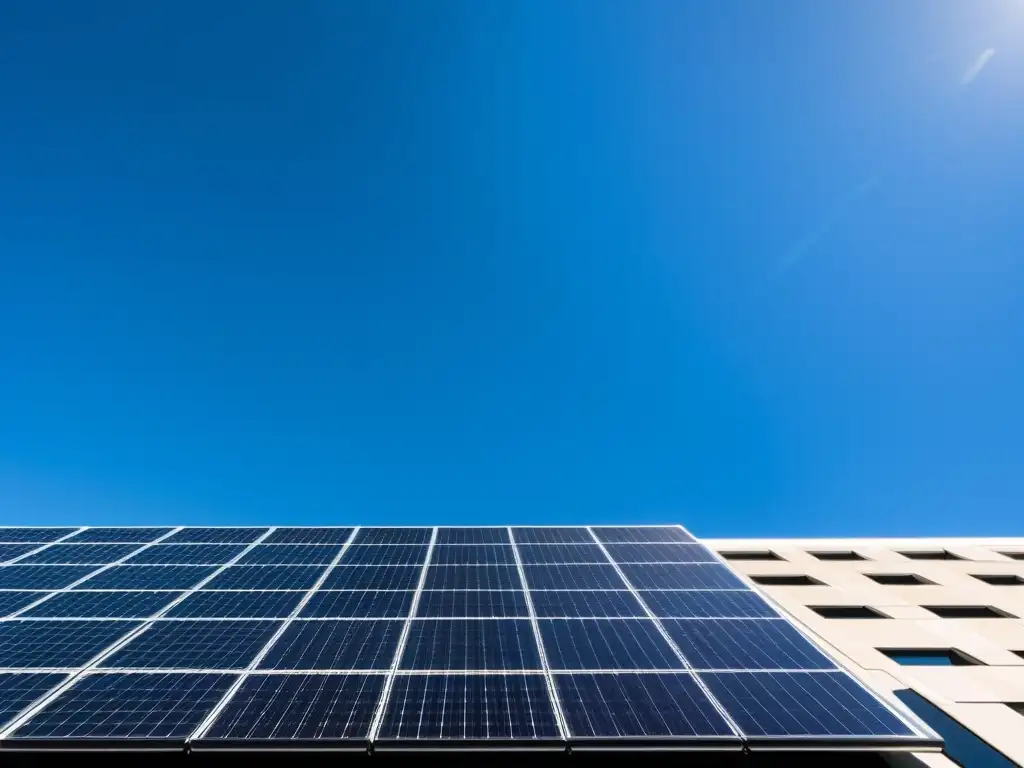 Instalación de paneles solares en edificio moderno, reflejando innovación y conciencia ambiental