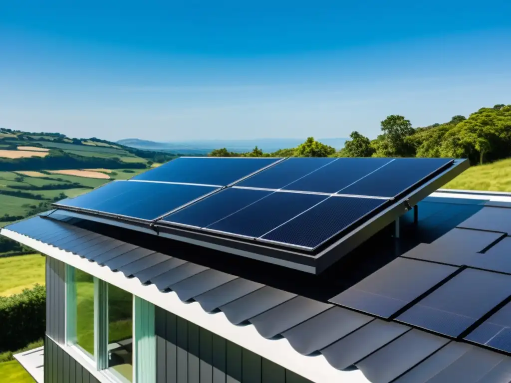 Instalación de paneles solares en casa moderna Instalación de paneles solares en hogar sostenible