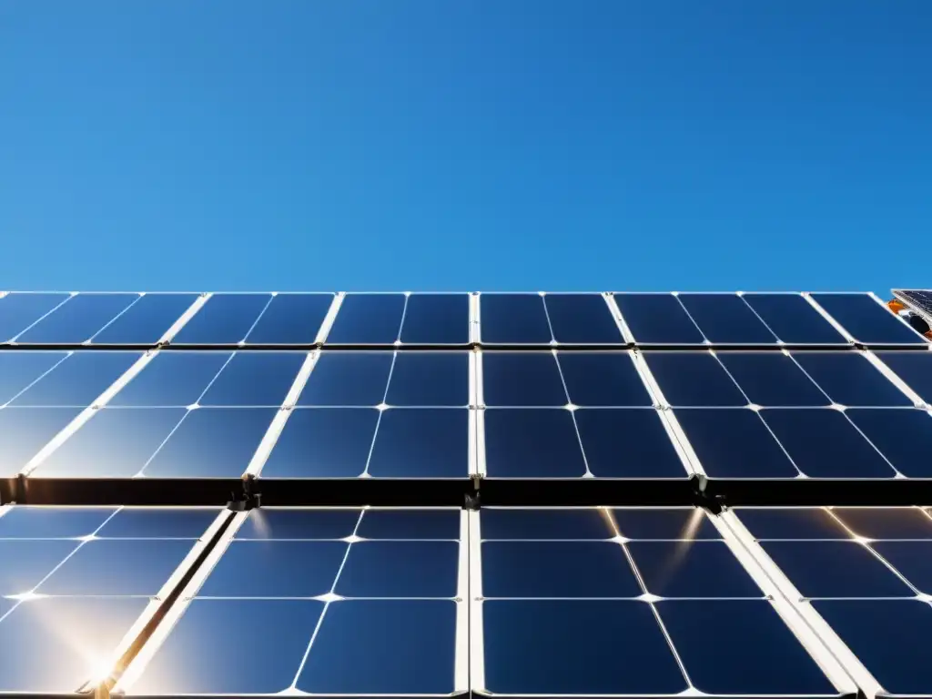 Instalación de paneles solares modernos y eficientes con créditos fiscales energía solar, captando la luz del sol en un cielo azul claro