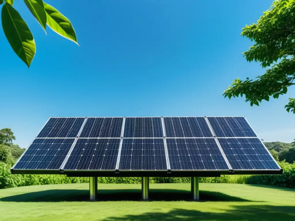 Instalación de paneles solares en paisaje natural, evocando negocio sostenible energías renovables