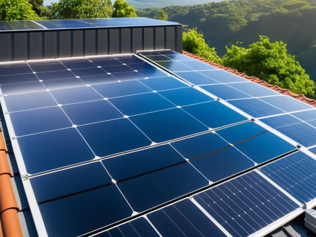 Instalación de paneles solares en el techo de una casa, capturando la belleza y beneficios de la energía solar para el hogar